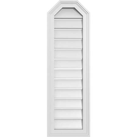 Ekena Millwork Octagonal Top Surface Mount PVC Gable Vent w/ 2"W x 1-1/2"P Brickmould Frame, 12"W x 38"H GVPOT12X3802SF